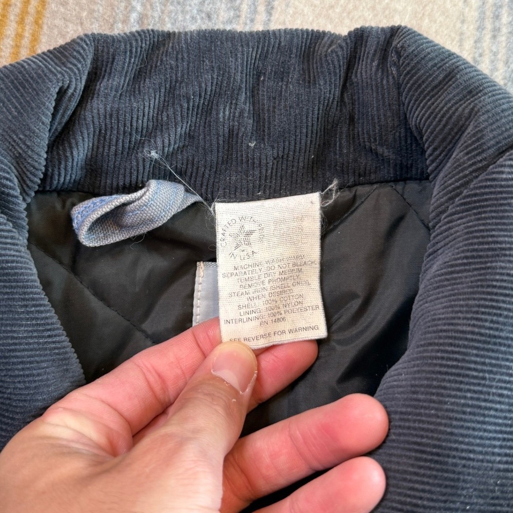 Carhartt Arctic Quilt Lined Duck Traditional Coat Blue Gray Vintage Made in USA - Picture 4 of 16